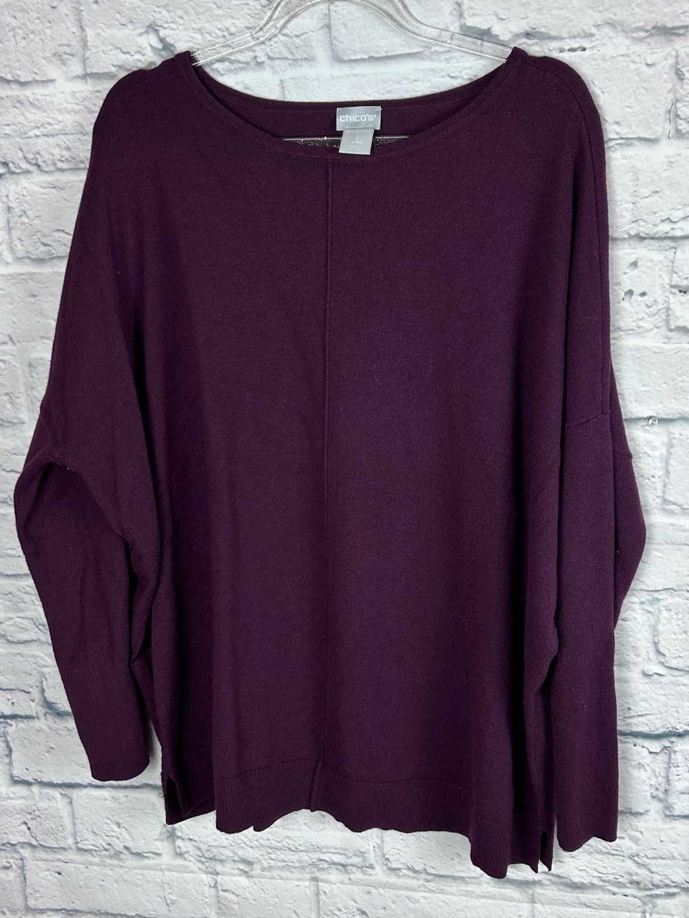 Chico’s Purple Dolman Sleeve Sweater Size 2 Large Cashmere Blend Knit Top